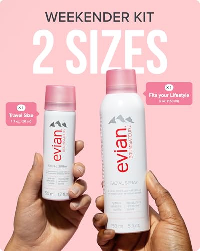 Evian Hydrating Facial Spray Kit - Mineral Water Mist for Skin & Makeup Refreshing