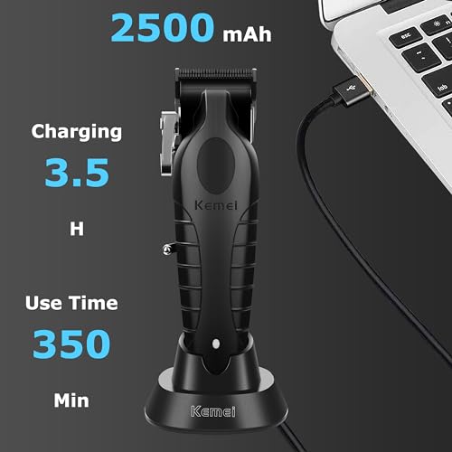 KEMEI 2296 Black Cordless Hair Clippers for Men - Professional Haircut Kit