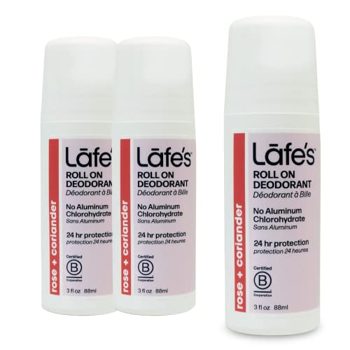 Natural Aluminum-Free Deodorant Roll-On - Rose & Coriander, 3 Pack