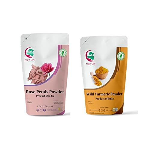 YOGI¡¯S GIFT ? Celebrating health Multi Pack | Rose Petal Powder + Wild Turmeric Powder Bundle For Face | 8 Oz Each