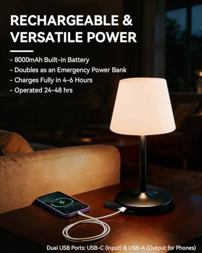 Outdoor Waterproof Shower Lamp - Black, 8000mAh Rechargeable Bathroom Light