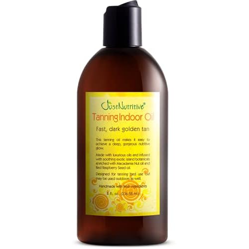 Just Nutritive Indoor Tanning Oil | Natural Tanning Bed Accelerator for Fast, Dark, Long-Lasting Tan | Moisturizing Body Oil with Vitamin E & Botanical Extracts | 8 Fl Oz