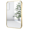 22x30 Inch Gold Bathroom Mirror - Brushed Brass Metal Frame, Rectangular with Rounded Corners, Vertical/Horizontal, Variation of THIS listing