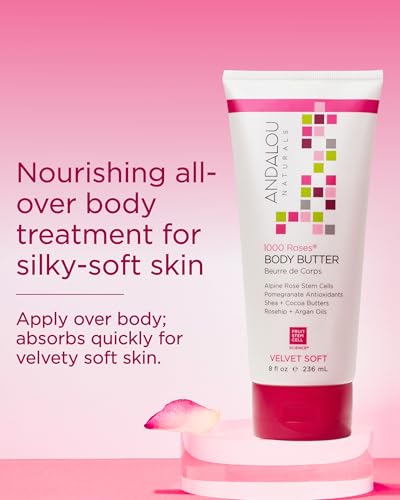 Velvet Soft Body Butter with Rosehip & Argan Oil - 8 Fl Oz Pack of 2 - Rose Scent