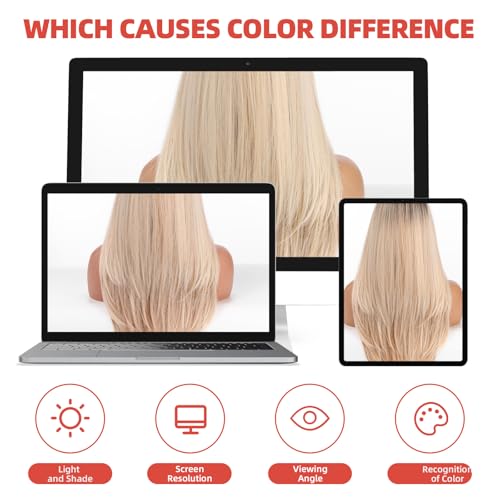 Allbell Ombre Blonde Long Straight Layered Wig 24 Inch Natural Look Synthetic Heat-Resistant for Women - Middle Part