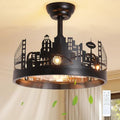 Industrial Ceiling Fan with Light and Remote Control, 18-Inch