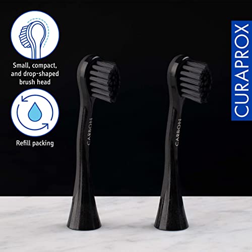 Black Hydrosonic Sensitive Brush Heads for Electric Toothbrush, Pack of 2 - Swiss Made