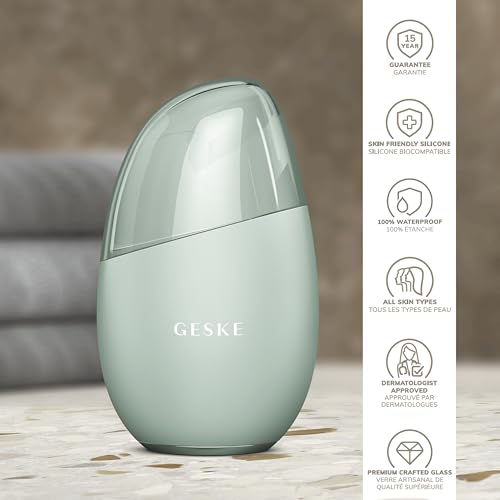 GESKE SmartAppGuided¢â Cool & Warm Eye & Face Massager | 7 in 1 | Multi Massager | Face & Neck | Battery-free Cooling & Warming | Firms, Relaxes & De-Puffs Skin | Eye-Nose Area Targeted Design
