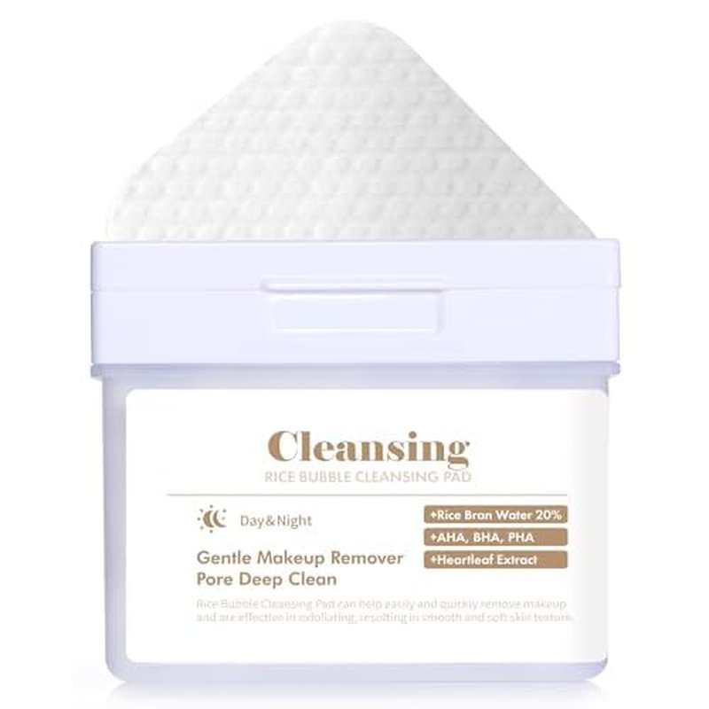 DERMAL Rice Bubble Cleansing Pad ? Makeup Remover Bubble Pads - Exfoliating and Hydrating Cleansing Pad with Korean Rice Bran Water, AHA, BHA, PHA, Fresh Green Citrus Scent, 80pads