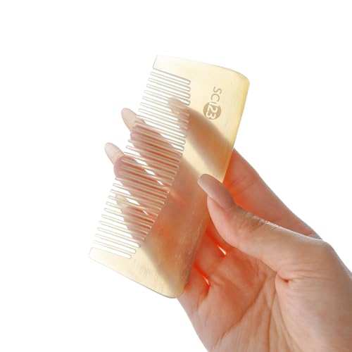 Untreated 3.9 Inch Real Ox Horn Comb for Beard, Mustache, and Hair ? Handmade Small Pocket Travel Combs for Men, Kids, and Children ? Anti-static, Detangling, Massage & Scalp Gua Sha