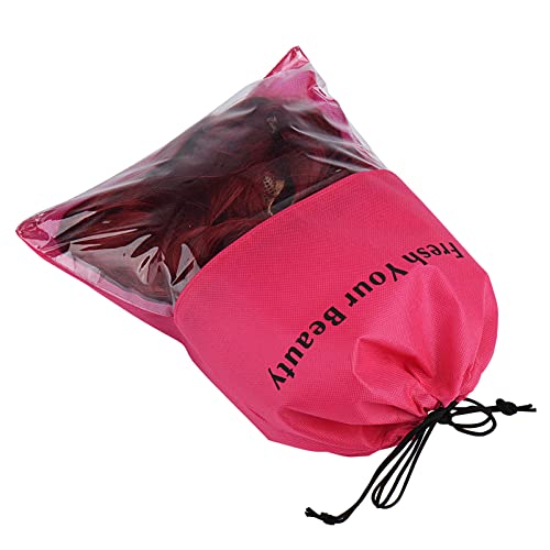 Large Rose Red Wig Storage Bags with Drawstring - Pack of 10