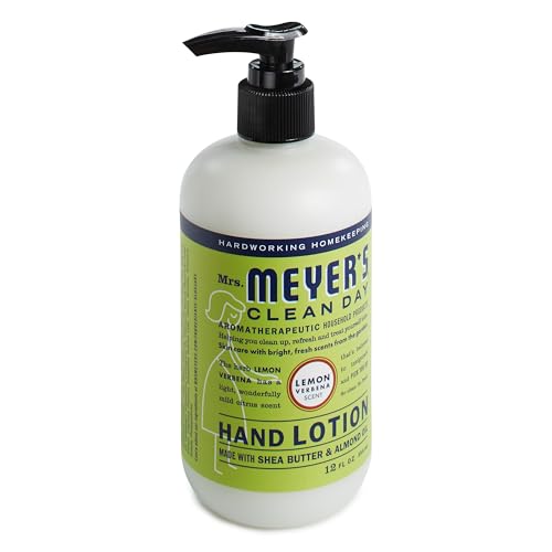 MRS. MEYER'S CLEAN DAY Hand Lotion for Dry Hands, Non-Greasy Moisturizer Made with Essential Oils, Lemon Verbena, 12 oz