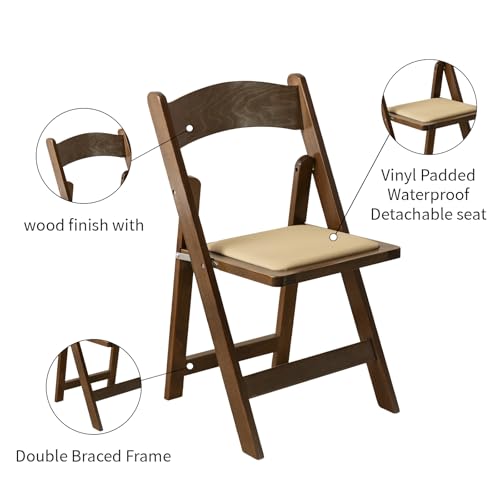 GTNSAFP Classic-Fruitwood Wooden Folding Chair Set of 2 – Space-Saving, Padded & No Assembly
