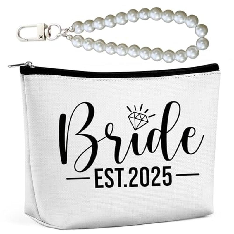Bride Makeup Bag, Bridal Shower Gifts for Engagement Wedding Bachelorette Gifts for Bride