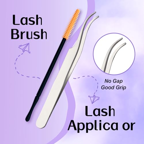 WENDY Lash Extension Kit Lash Clusters Kit D Curl Cluster Lashes 30+40D Individual Lashes with Lash Bond and Seal Lash Applicator Lash Glue Remover Brush Eyelash Clusters(30D+40D-D Kit,16-20mm)