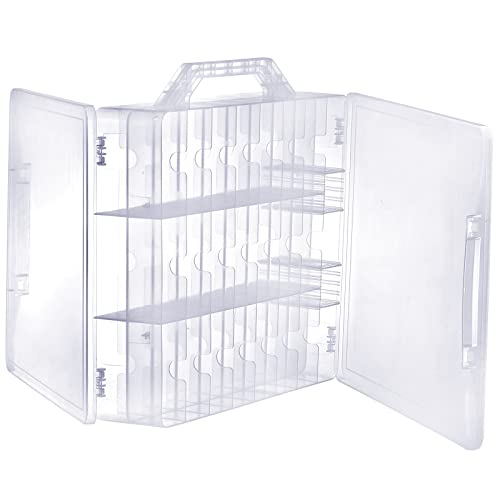 Clear Nail Polish Organizer Box 48 Bottles with Adjustable Dividers - Double Sided Storage Case