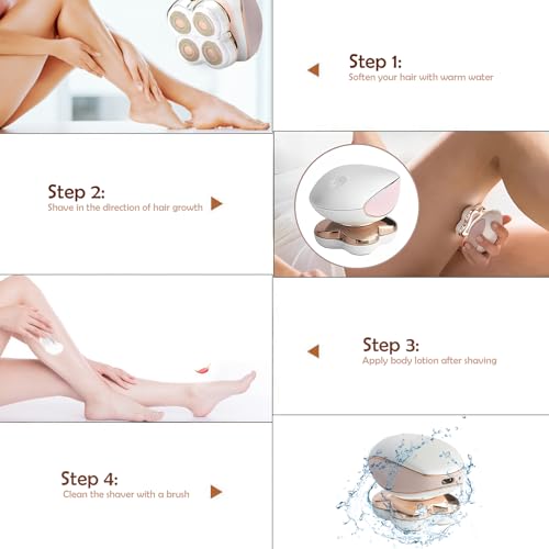 Electric Razors for Women Legs, Electric Shaver for Women, Cordless Painless Hair Remover for Legs Bikini Underarm Arm Hairs