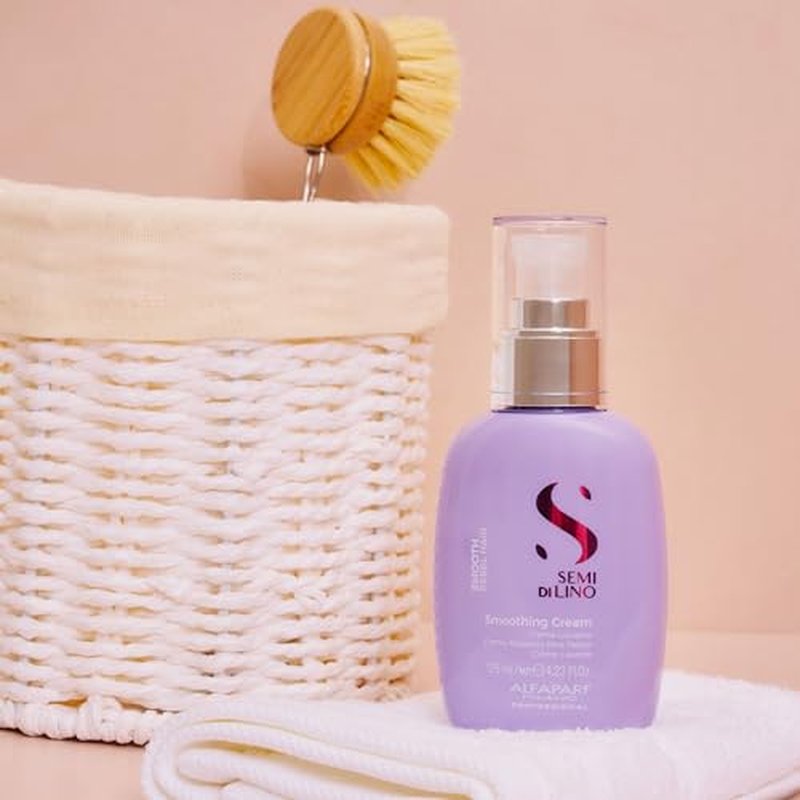 Alfaparf Milano Semi di Lino Smoothing Cream - Frizz Control - Protects from Heat and Humidity - Straightens, Smooths, and Hydrates (4.23 fl. oz.)