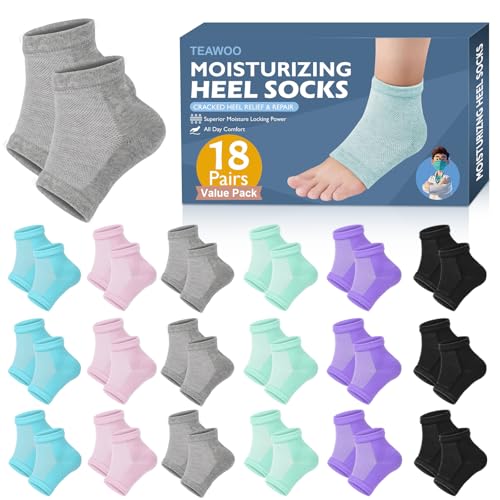 Moisturizing Toeless Heel Socks - Cracked Heel Repair, 6 Colors, 18 Pairs