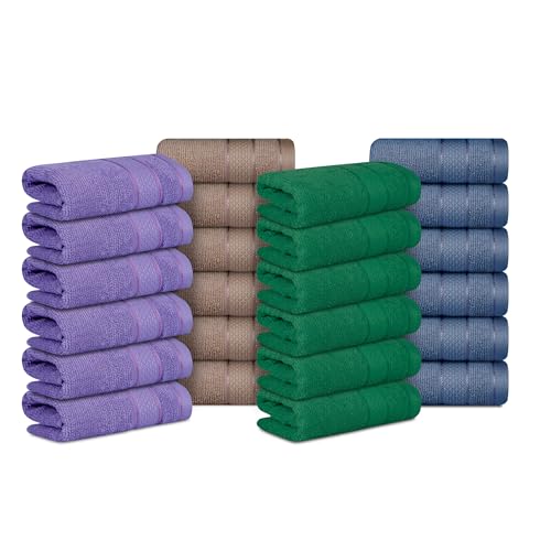Casa Lino Face Towels & Body Wash Cloths for Showering - 100% Cotton Wash Cloths for Bathroom - Highly Absorbent & Quick Drying Washcloth Set - Cotton Washcloths 24 Pack (12" x 12") - (Multicolor II)