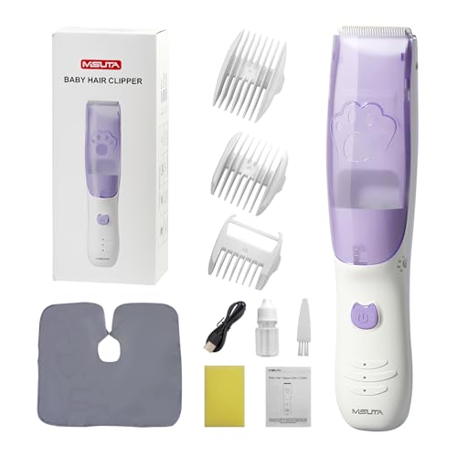 Baby Hair Clippers with Vacuum & Silent Operation - Cordless Water-Resistant Trimmer for Fine & Curly Hair