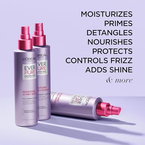 L'Oreal EverPure Moisture Shampoo, Conditioner and Leave In Spray Kit - Rosemary, Sulfate Free 6.8 fl oz