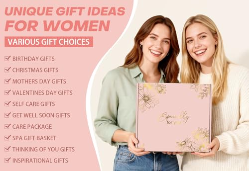 Pink Self Care Gift Basket for Women - Spa Set with Crochet Flower Bouquet, Tumbler & More