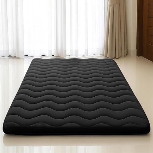 Japanese Floor Mattress Futon Full 3.5 Inch Thick Black - Foldable & Comfortable