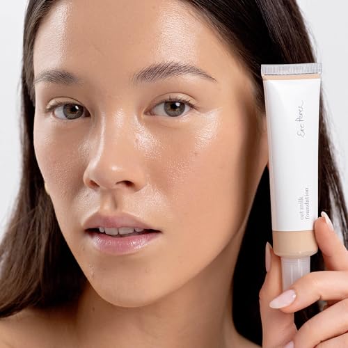 Ere Perez - Natural Oat Milk Liquid Foundation | Breathable, Buildable, Medium Coverage | Peach Extract, Vitamin E | Vegan, Cruelty-Free, Clean Beauty (Malt | light neutral, 1fl oz | 30mL)