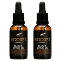 Woody's Tattoo & Beard Oil for Men - Hydrating & Conditioning Mens Beard Oi for Mustache Facial Hair & Tattoo Enhancement, 1 fl oz, 2 Pack