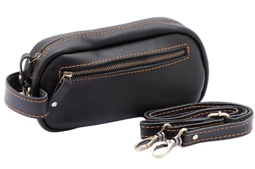 Genuine Leather Men’s Travel Toiletry Bag - Dopp Kit & Crossbody Organizer