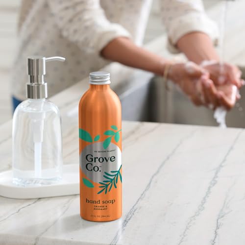 Grove Co. Gel Hand Soap Refill & Glass Dispenser Set - 13 Fl Oz, Orange & Rosemary (Pack of 2)