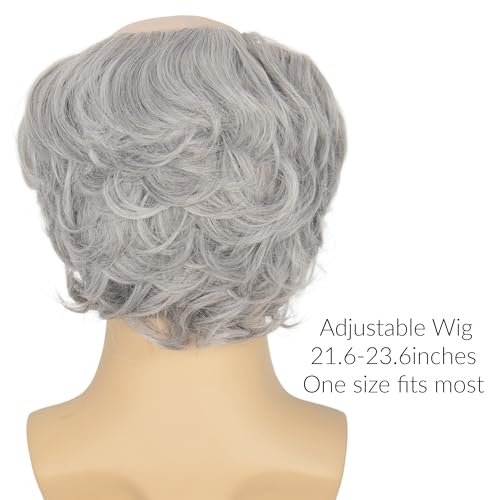 Grey Grandpa Old Man Wig with Mustache Eyebrows Glasses - Costume Accessory