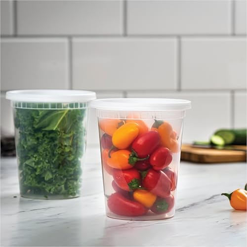 32 oz. Clear Plastic Deli Food Storage Containers - 240 Pack Airtight, Microwave-Safe, Reusable