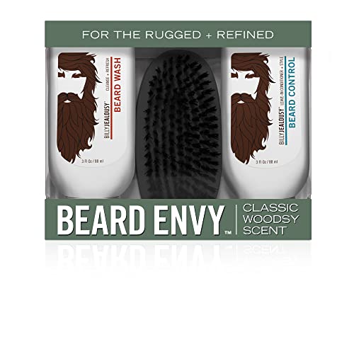 Original Beard Envy Facial Hair Refining Kit with Beard Wash & Boar Bristle Brush