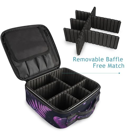 MNSRUU Travel Makeup Bag, Gothic Skull Butterfly Women Makeup Case Organizer Cosmetic Toiletry Bag for Teenage Girl with Adjustable Dividers