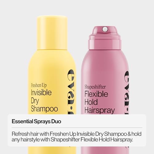 Eva NYC Invisible Dry Shampoo & Flexible Hold Hairspray Set - Oil-Absorbing, No White Cast Dry Shampoo - Long-Lasting, Non-Sticky + Anti-Humidity Hairspray with Shine Finish - Styling Set (Pack of 2)