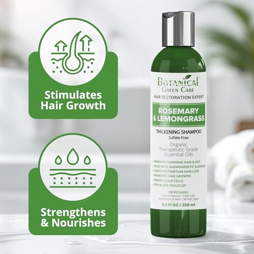 Rosemary & Lemongrass Hair Growth Shampoo for Thinning Hair - Strengthening & Volumizing, Made in USA