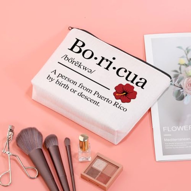 JXGZSO Boricua Definition Cosmetic Bag Latina Puerto Rican Gift Puerto Rico Flower Lover Gift Puertorican Merch (Boricua Bag)