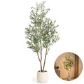 7FT Artificial Olive Tree with Lights & Planter - Faux Indoor Plant