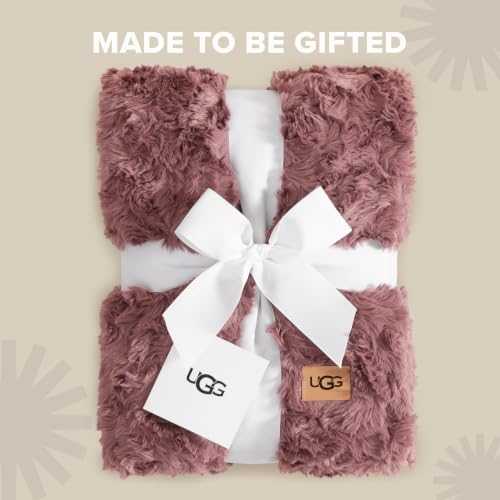 UGG Adalee Faux Fur Throw Blanket Red Gooseberry 50" x 70" – Plush & Warm