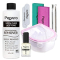 Pronto Gel Nail Polish Remover Kit ? 8 Oz Pure Acetone 100 Percent, Nail File, Nail Polish Soak Off Bowl, Cuticle Oil for Nail Care + Manicure Set with Nail Buffer Block, Cuticle Pusher & Nail scraper