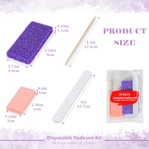 4-in-1 Disposable Pedicure Manicure Kit Sets - Pack of 50, 80/100 Grit - Hygienic & Portable