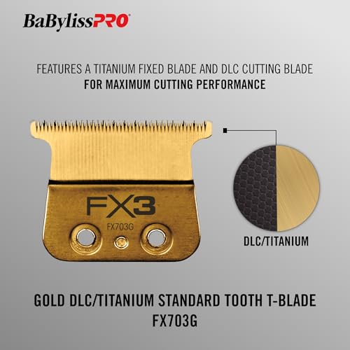 BaBylissPRO FX3 DLC Titanium T-Blade Replacement for FXX3T Trimmers - 1 Pack