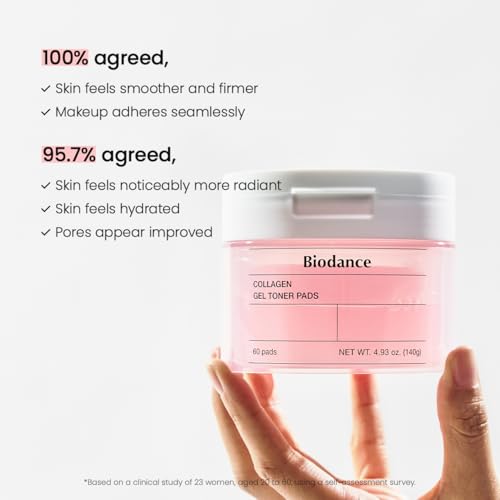 BIODANCE Collagen Gel Toner Pads for Pore Minimizing & Skin Firming - Sensitive Skin, 60 Pads
