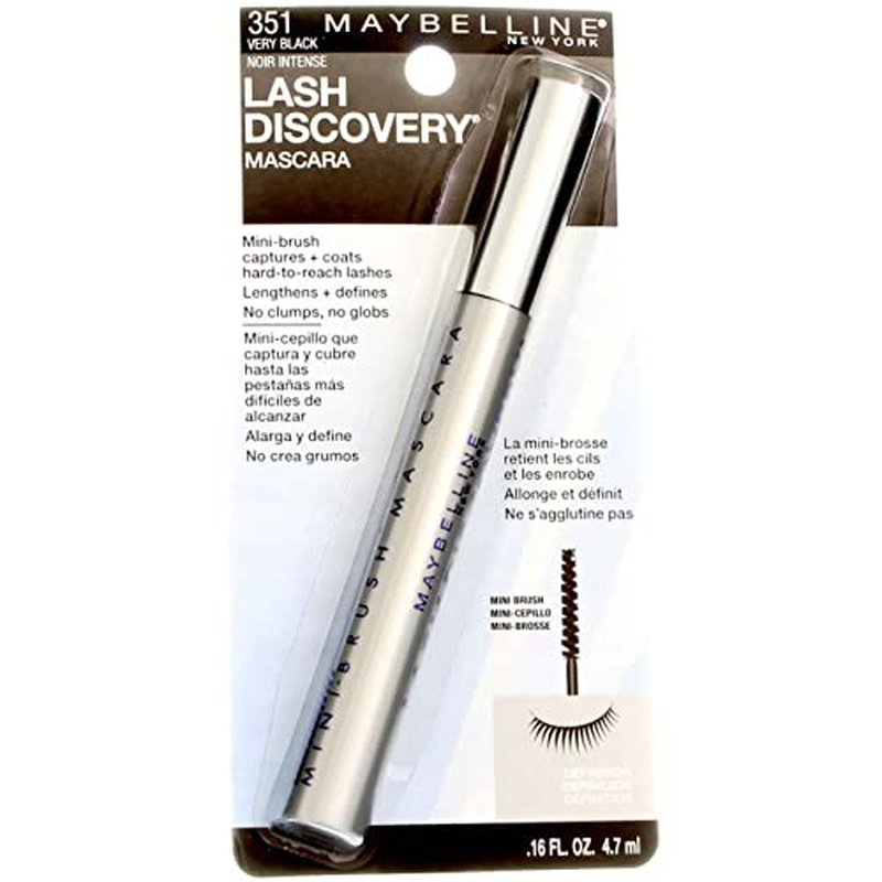 Maybelline New York Lash Discovery Washable Mascara, Very Black [351] 0.16 oz (Pack of 2)