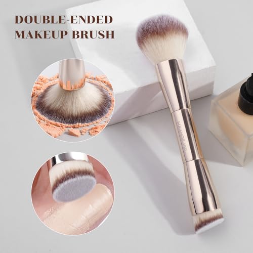 7pcs Double Sided Makeup Brush Set with Gold Handles - Contour Foundation Blending