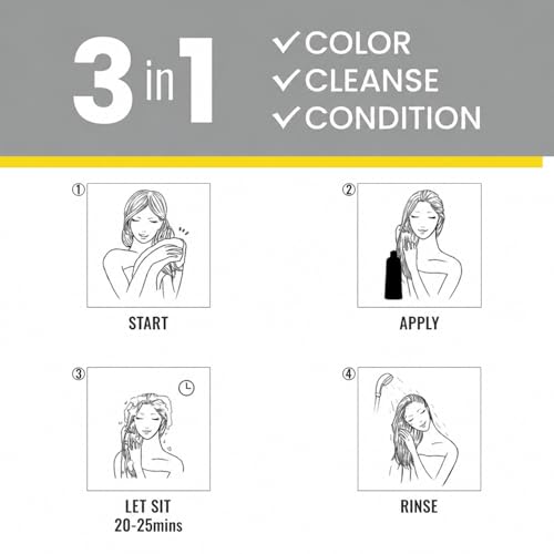 KINGMING Chestnut Brown Hair Dye Shampoo 3-in-1 for Gray Hair, Easy Hair Coloring