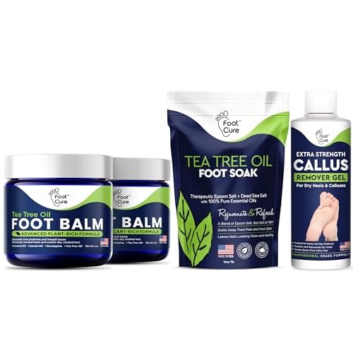 Tea Tree Oil Foot Balm - Foot Moisturizer for Dry Cracked Feet - Instantly Hydrates & Soothes Irritated Skin & Athletes Foot - Best Foot Care for Women and Men & Tea Tree Foot Soak, Callus Remover Gel