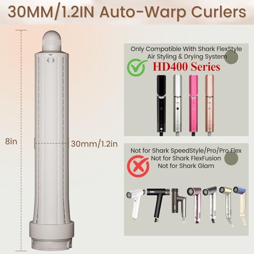 Chivixe 1.2 Inch 30mm Long Curling Barrel Attachment for Shark FlexStyle HD400